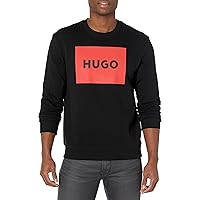 Hugo Boss mens Big Square Logo Long Sleeve Pullover Sweater, Black, Medium US