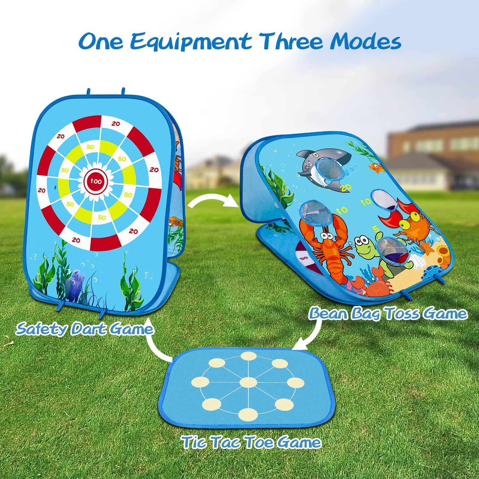 Bean Bag Toss Games for Kids,RISEMART Toddlers Bean Bag Toss Indoor Outdoor Toys Gifts for 2 3 4 5 Year Old Boys Girls Dinosaur Cornhole Game for Backyard Beach Yard Birthday Party…