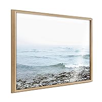 Blake Waving Framed Printed Acrylic Wall Art by Emiko and Mark Franzen of F2Images, 24x32 Natural, Decorative Soft Ocean Wall Décor