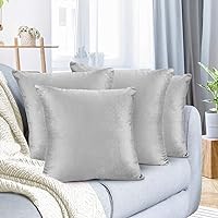 Nestl Throw Pillow Covers, Cozy Velvet Decorative Autumn Pillow Covers 22x22 Inches, Soft Solid Couch Pillow Covers for Sofa, Bed and Car, Set of 4 - Light Gray