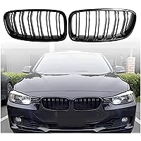 F30 Grill - Front Kidney Grille Black Grill for 2012-2018 BMW 3 Series F30 F31 320i 328i 328d 330e 330i 335i 340i 328i (Gloss Black-Double Slats)