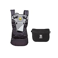 LÍLLÉbaby Complete All Seasons 6-in-1 Ergonomic Baby Carrier Newborn to Toddler - for Children 7-45 Pounds - Charcoal/Silver and Universal Pocket Pouch Bundle
