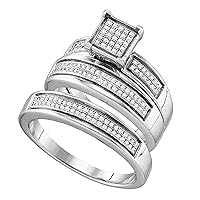 Dazzlingrock Collection 0.42 Carat (Ctw) 3/8 Ct-dia Micro-pave Trio Set, Sterling Silver