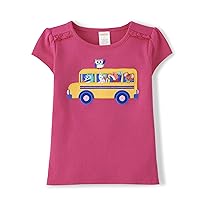 Girls' and Toddler Fall and Holiday Embroidered Graphic Short Sleeve T-Shirts