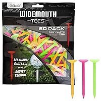 3.25” Widemouth Tees Plastic Golf Tees, 60 Tee Player’s Pack - Max Distance and Easier Teeing