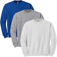 Gildan mens Fleece Crewneck athletic sweatshirts, Royal/Sportgrey/White 3-pack, Large US