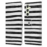 Head Case Designs Stripes Black and White Doodle Patterns Leather Book Wallet Case Cover Compatible with Samsung Galaxy A54 5G