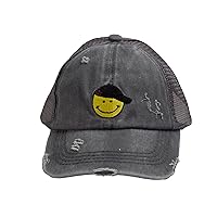 C.C Girls Smile Embroidered Criss Cross Cap Ponytail Hat