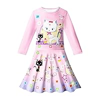 LQSZ Girls Dresses 2-12 Years Toddler Long Sleeve Dresses Tutu Birthday Party Princess Casual Dresses for Girls