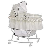 Lacy Portable 2-in-1 Bassinet & Cradle in Cream, Lightweight Baby Bassinet with Storage Basket, Adjustable and Removable Canopy