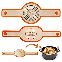 Silicone Bread Sling Oval and Round - Non-Stick & Easy Clean Reusable Oval Silicone Baking Mat for dutch oven. With Long Handles Sourdough Bread Baking mat tools supplier Liner,2 Orange Set