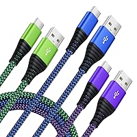Costyle USB Type C Charger Cable 3 Pack, 10ft Long USB A to USB C Cable 3A Fast Charging C Charger Cord Compatible Samsung Galaxy S10 S9+ S8 A53 A14, Note 8 9 10+,Pixel, Switch- Green Blue Purple