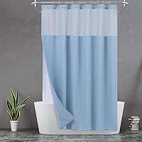 N&Y HOME Extra Long Waffle Weave Shower Curtain with Snap-in Fabric Liner & Hooks Set - 71