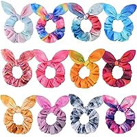 Snap Hair Clips and Bow Scrunchies for kids, Funtopia 120 Pcs 2 Inch Metal Barrettes Cute Candy Color Hair Pins and 12 Pcs Rabbit Bunny Ear Scrunchies, Bowknot Ponytail for Women Girls