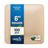 | 6 inch Square Plates 100 pcs | Disposable Plates for Party | Like Bamboo plates | Palm leaf Plates for Appetizer & Desert | Compostable Plates | Picnic Party Plates better than Paper Plates