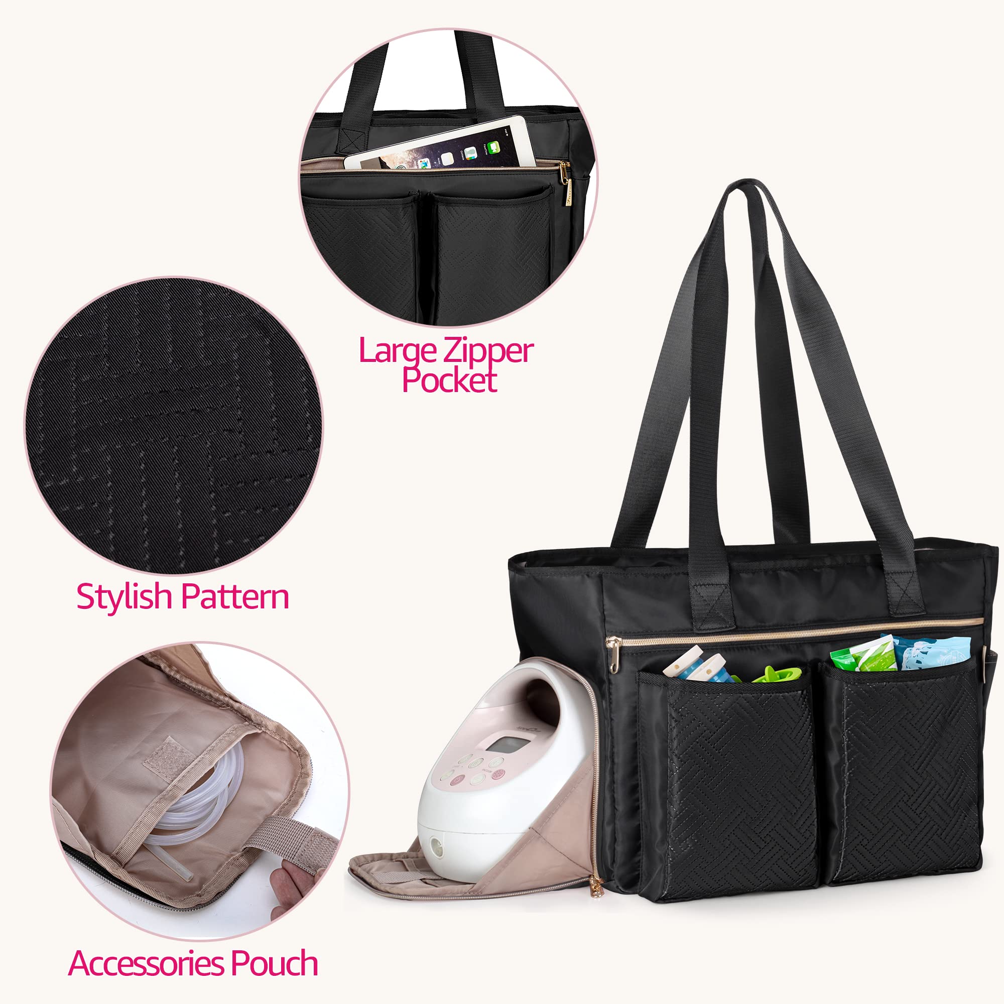 Fasrom Breast Pump Bag Bundle with Breastmilk Cooler Bag Fits 4 Large Baby Bottles up to 9 Ounce