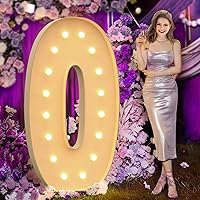 5FT Marquee Light Up Numbers 0, Marquee Numbers for 30th 40th 50th Birthday Decor Anniversary Party, Large Light up Numbers, Pre-Cut Mosaic Numbers for Balloons (DIY), Mosaic Kits