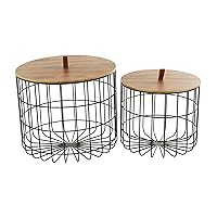 Deco 79 Metal Storage Basket with Wood Lids, Set of 2 20