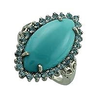Sleeping Beauty Turquoise Marquise Shape 4.5 Carat Natural Earth Mined Gemstone 14K White Gold Ring Unique Jewelry for Women & Men