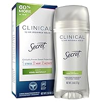 Secret Clinical Strength Antiperspirant & Deodorant for Women Invisible Solid, Waterlily Scent, 2.6 oz