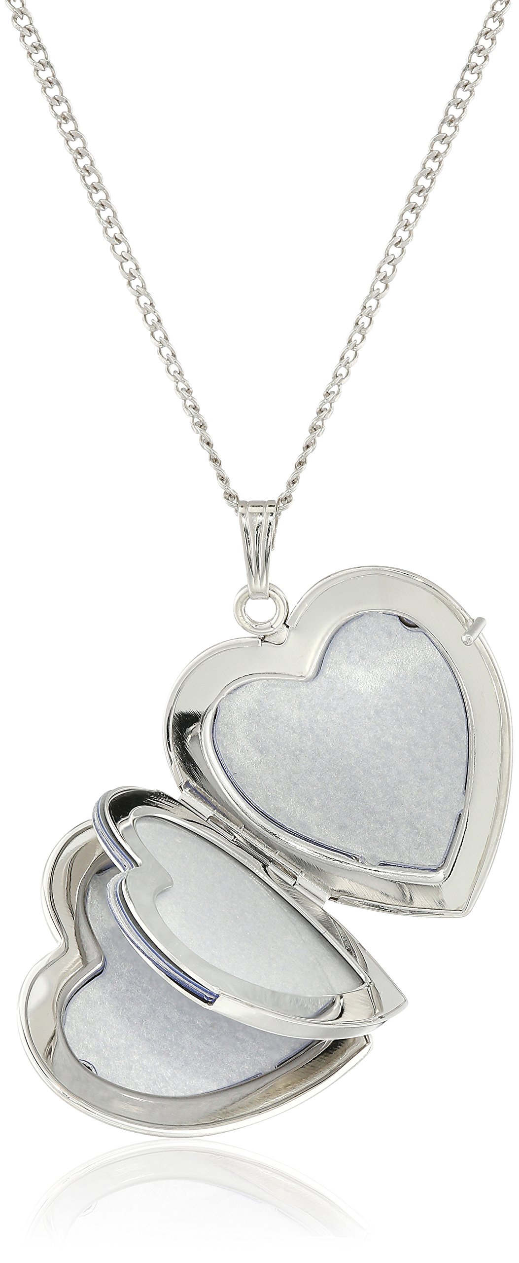Amazon Collection Engraved Four-Picture Heart Locket, 20