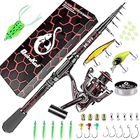 Fishing Rod and Reel Combos, Unique Design with X-Warping Painting, Carbon Fiber Telescopic Fishing Rod, Best Gift for Fishing Beginner and Angler