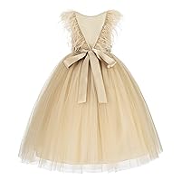 ekidsbridal Backless Ostrich Feather Father Daughter Dance Dresses for Toddler Girls OS3