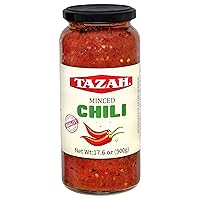 Tazah Minced Chili Paste Hot Chili Sauce 17.6 Ounce Glass Jar