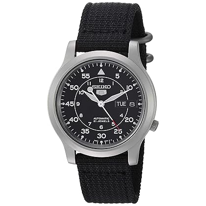 SEIKO Men's SNK809 5 Automatic Stainless Steel Watch with Black Canvas Strap