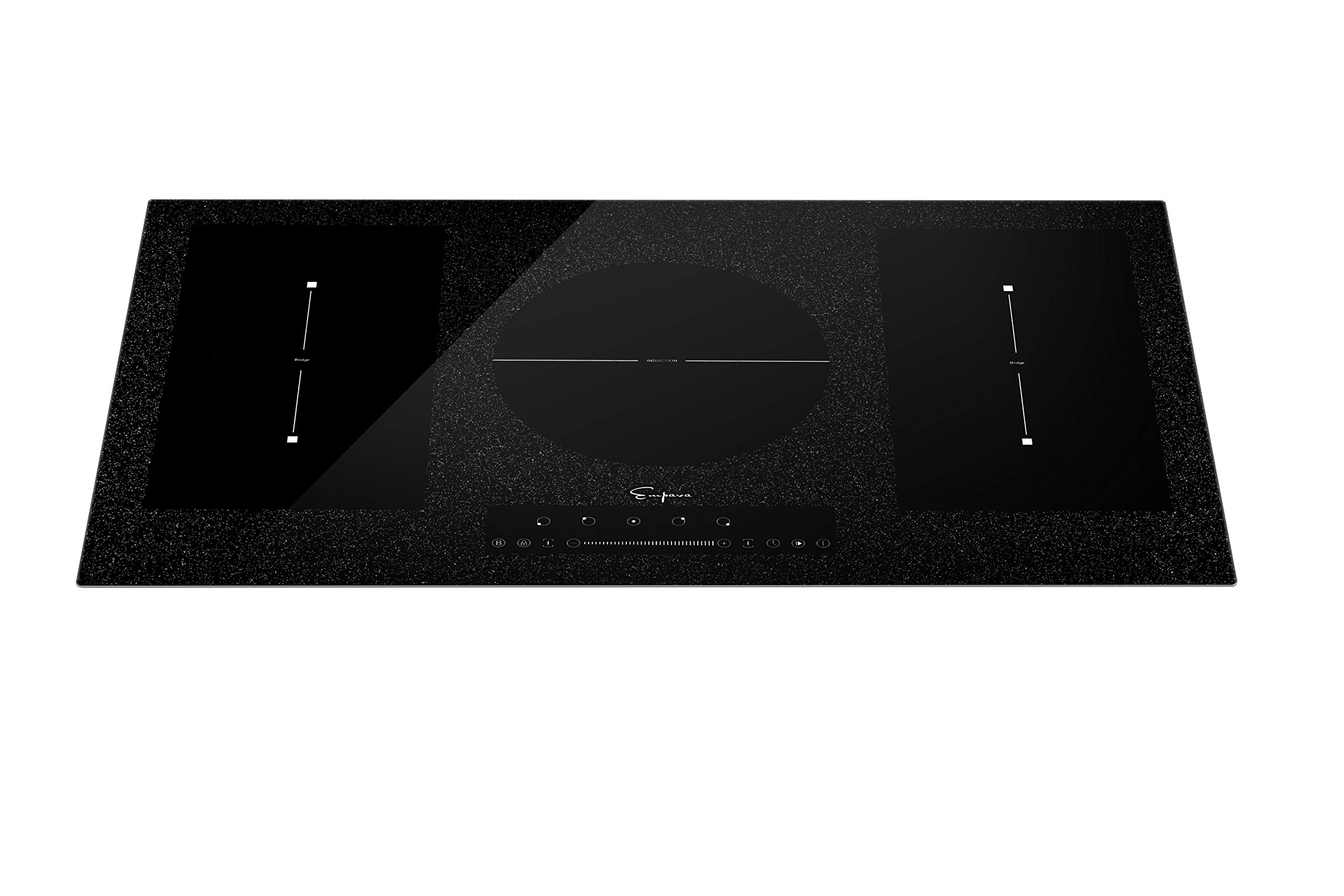 Empava 36 in Electric Stove Induction Cooktop with 5 Booster Burners Including 2 Flexi Bridge Element Smooth Surface in Black, 36 inches