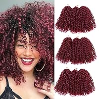 8 Inch Short Passion Twist Hair 9 Bundles Kinky Curly Crochet Hair Burgundy Crochet Braids Hair for Black Women(9 Bundles,burg)