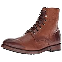 Frye Bowery Lace Up Vintage-Style 6 ¼” Leather Boots for Men Made from Pull Up Leather with Antique Brass Hardware, Goodyear Welt Construction, and Zipper Closure