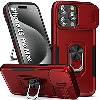 Case for iPhone 15 Pro Max Phone Case iPhone 15 Pro Max Case with Kickstand Ring Holder, with Camera Cover, with Magnetic Car Mount Function, for iPhone 15 Pro Max - Red