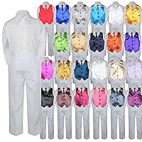 4pc Baby Toddler Boy Kid Formal Suit White Pants Shirt Vest Necktie Set SM-4T