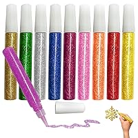 10 Pack - Non-Toxic Washable Glitter Glue Stick Set, DIY Arts & Crafts Glitter Pens, Glitter Glue Gel Pens for Art Projects, Grad Caps Assorted Colors Glue Stick, Decorating Supplies