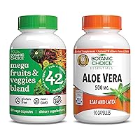 Botanic Choice Mega Fruits and Veggies Blend (60 Capsules) + Aloe Vera (90 Capsules) Bundle - Energy Balance & Superfood Supplement + Digestive Health Support