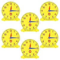 Student Clocks - Set of 6 - Clock for Kids Learning to Tell Time - Analog Clocks with Movable Hands to Teach Children Minute and Hour Relationships