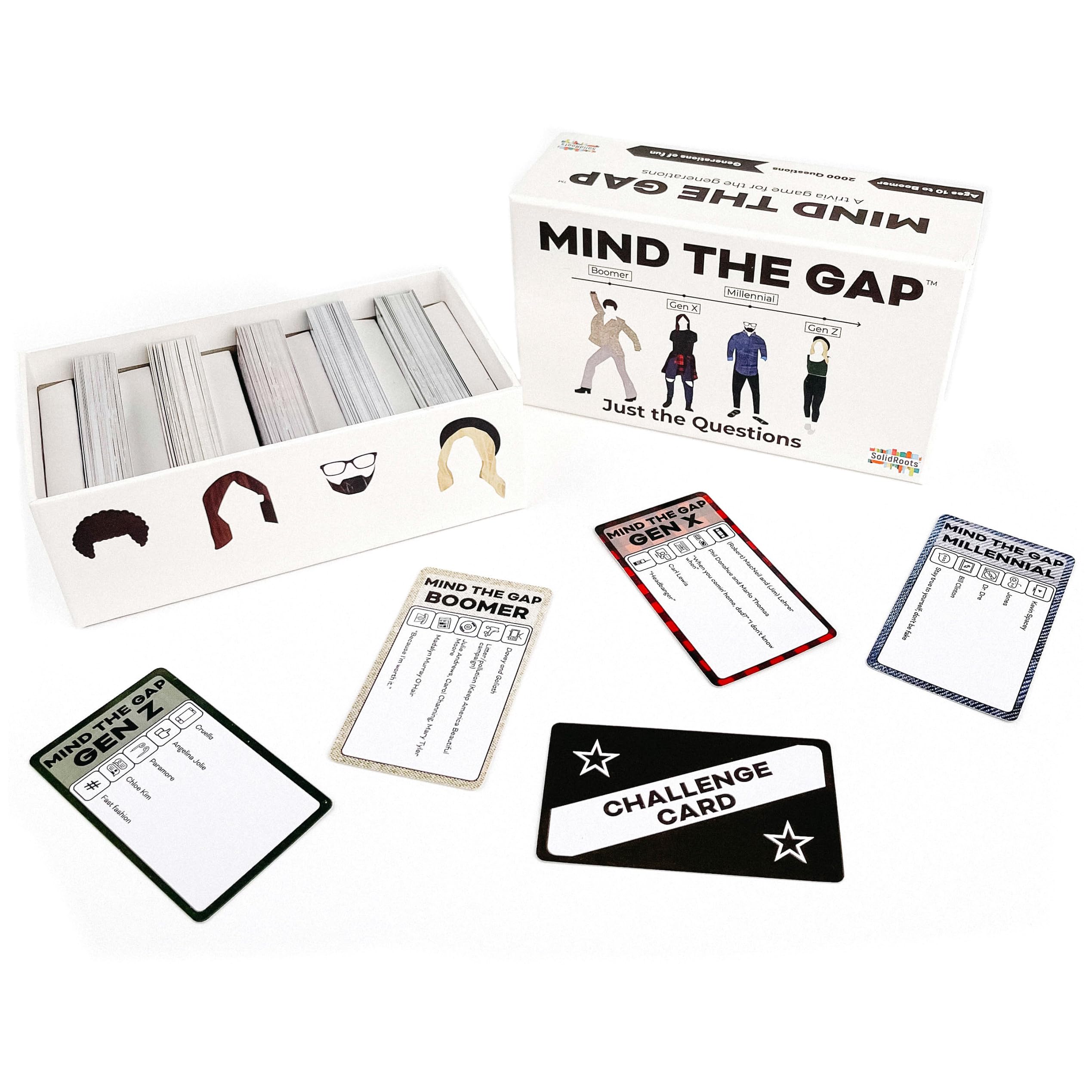 Mind The Gap Just The Questions, Expansion Pack with 1000 New Questions for All Generations + 50 New Challenge Cards