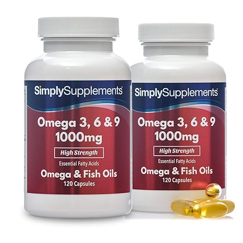 Omega 3 6 9 Fish Oil Capsules | Supplement Providing Fish Oil, Flaxseed Oil & Sunflower Oil | Contains ALA, EPA & DHA | 2 x 120 High Strength 1000mg Capsules | UK Manufactured