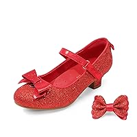 DREAM PAIRS Girls Dress Shoes Toddler Little Girls Heels Mary Jane Princess Shoes with Interchangeable Bow for Flower Girl Wedding Party