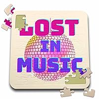 3dRose Image of Disco Ball with Text of Lost in Music - Puzzles (pzl-375905-2)