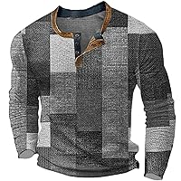 Men's Cotton T Shirt Graphic Color Block Print Henley Shirt Apparel Outdoor Casual Long Sleeve Men