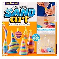 Made By Me Create Your Own Sand Art, 4 Sand Bottles & 2 Pendent Bottles with 8 Bright Sand Colors, Designing Tool & More, Great Staycation or Birthday Party Activity for Kids Ages 6, 7, 8, 9