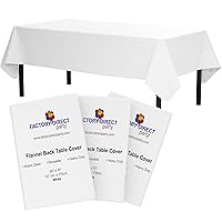 White Vinyl Tablecloths - 54 In. X 70 In. - Pack Of 3 Rectangle Tablecloth - White Flannel Backed Vinyl Tablecloths For Rectangle Tables - Plastic Table Cloths With Flannel Backing - Waterproof