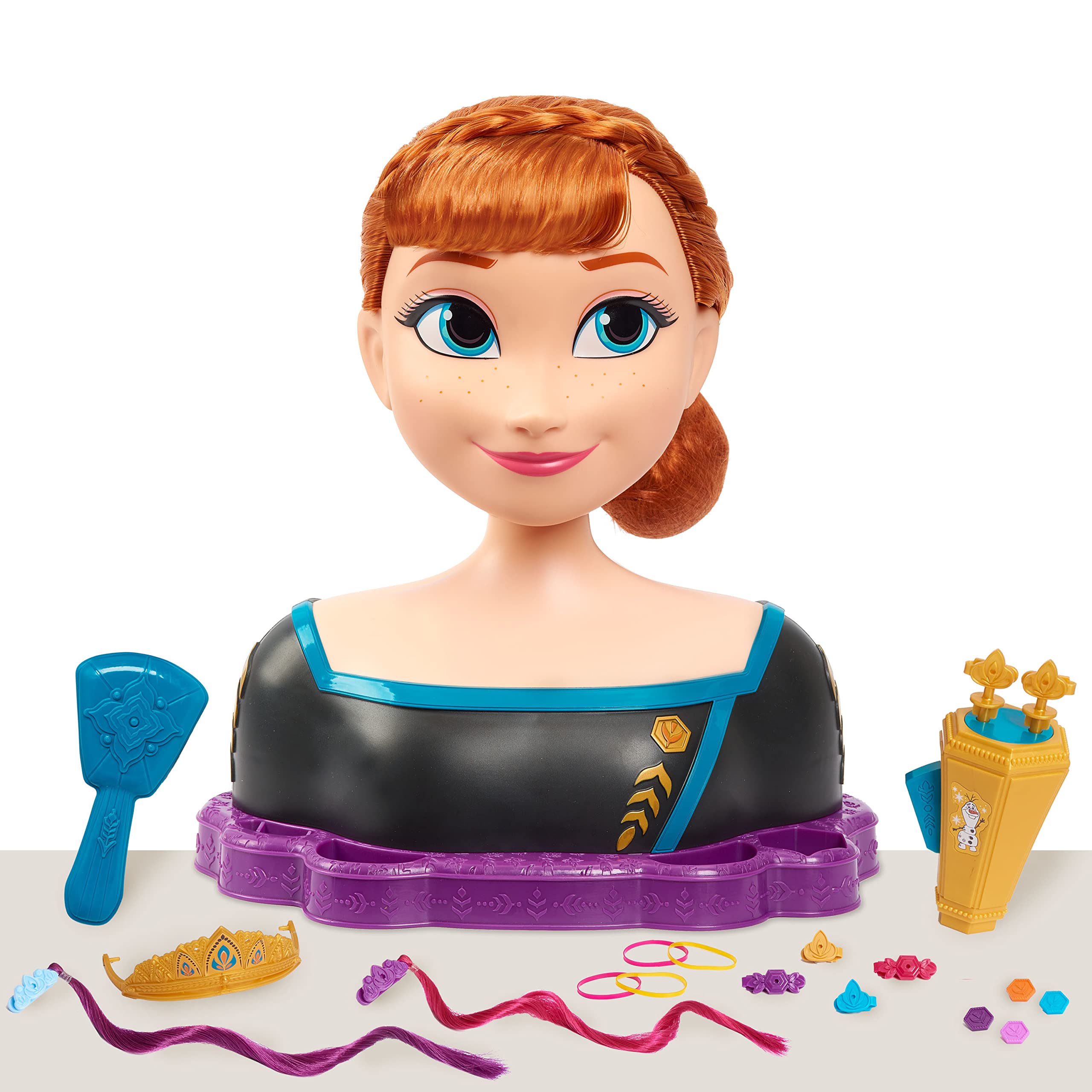 Disney’s Frozen 2 Queen Anna Deluxe Styling Head, 18-pieces, by Just Play, Multi-color