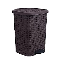 Superio Rattan Style Compact Trash Can, 3.1 Gallon, Brown