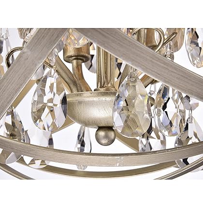 Jojospring Benita 4-Light Light Gold with Bronze Metal Crystal Orb Chandelier