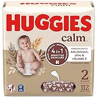 Huggies Calm Baby Diaper Wipes, Unscented, Hypoallergenic, 2 Push Button Packs (112 Wipes Total)