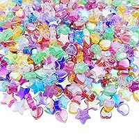 600 PCS Acrylic Beads Heart Star Shape Beads Clear Acrylic AB Colors Bead Assortments Colorful Flat Bead-in-Bead Loose Beads Spacer for DIY Necklace Bracelet Jewelry Craft Making