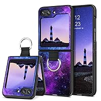 GUAGUA Compatible with Samsung Galaxy Z Flip 5 5G Case 6.7 Inch Glow in The Dark, Noctilucent Luminous Space Nebula Slim Fit Cover Protective Anti Scratch Phone Case for Galaxy Z Flip5, Blue Nebula